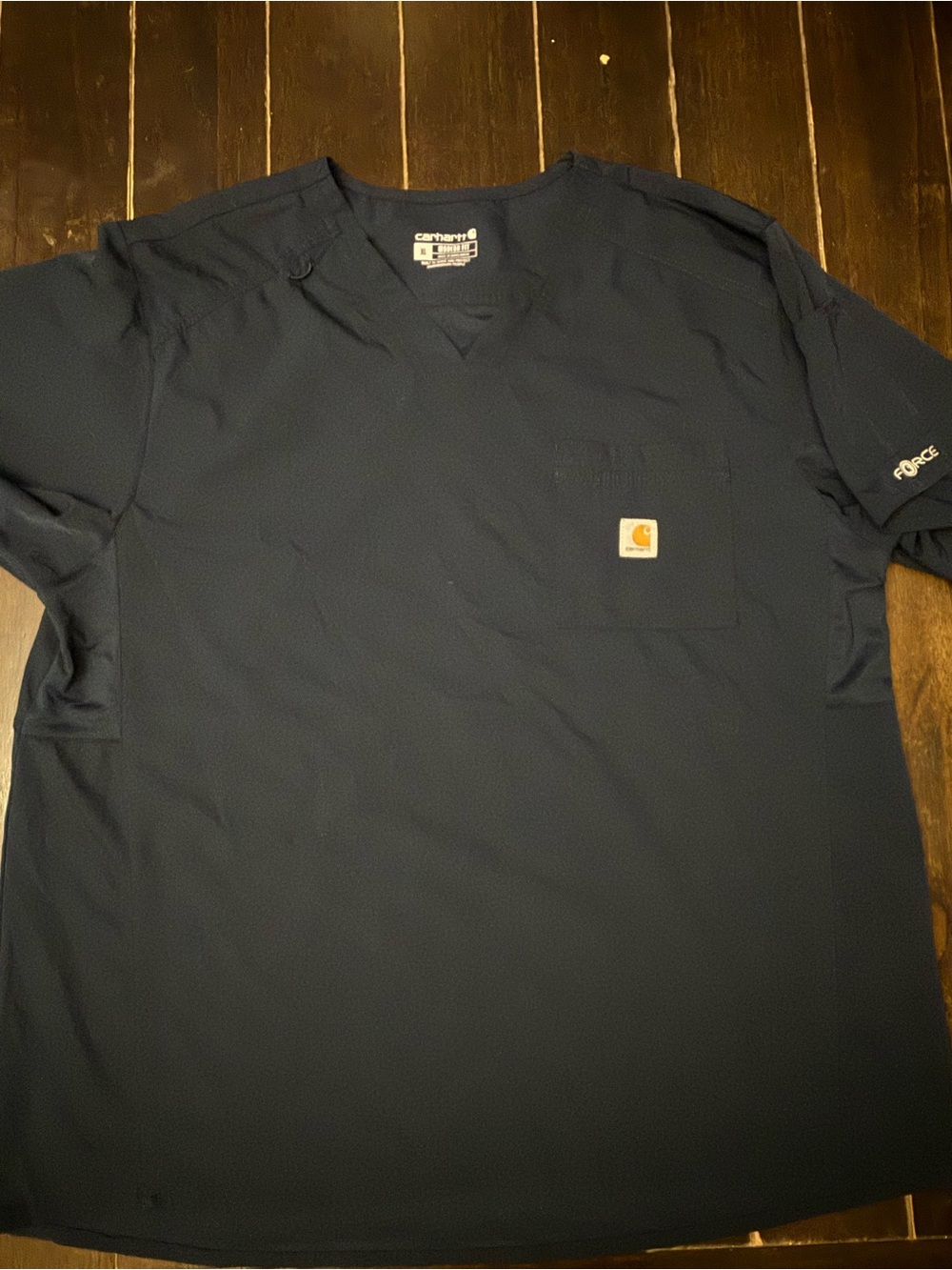 Carhartt Force Cross-Flex Men’s XL Navy Scrub Top Modern Fit V-Neck MT6410